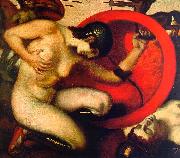 Franz von Stuck Wounded Amazon oil